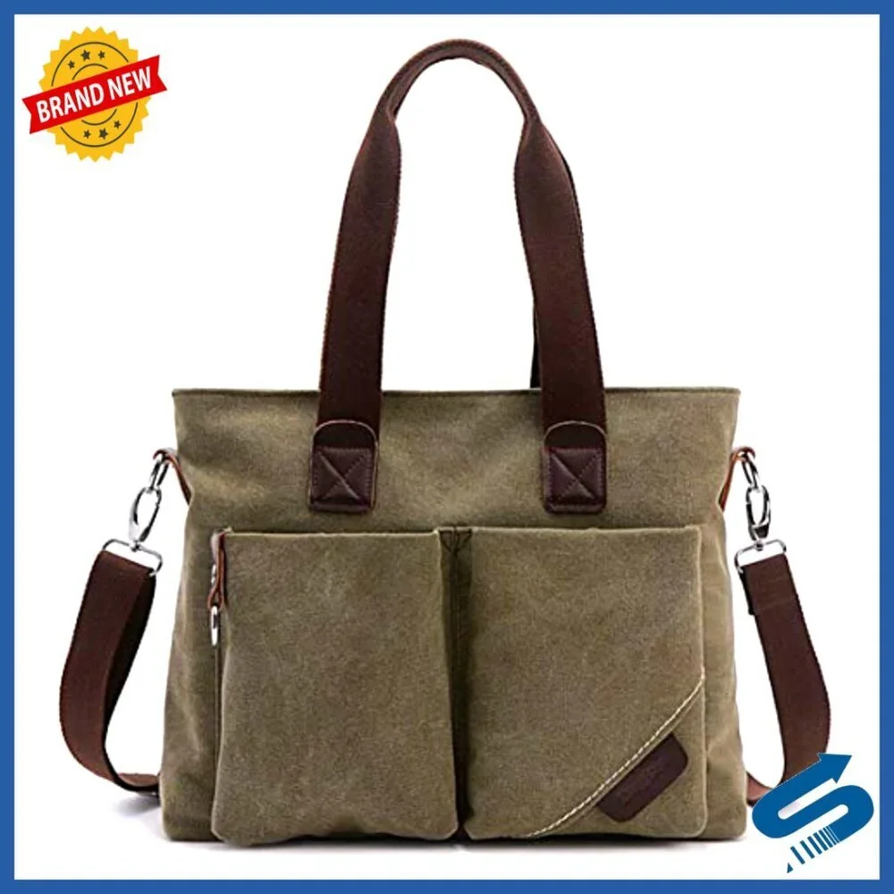 Canvas Satchel Handbag Top Handle Tote Shoulder Bag Chic Minimal Classic